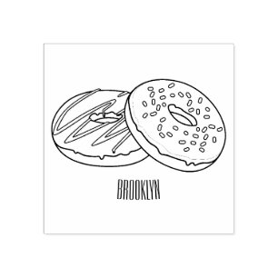 Doughnut cartoon illustration rubber stamp