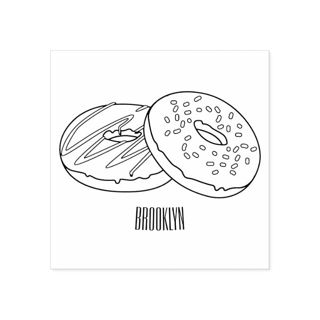 Doughnut cartoon illustration rubber stamp (Imprint)