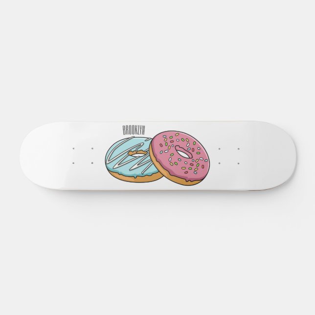 Doughnut cartoon illustration skateboard (Horz)
