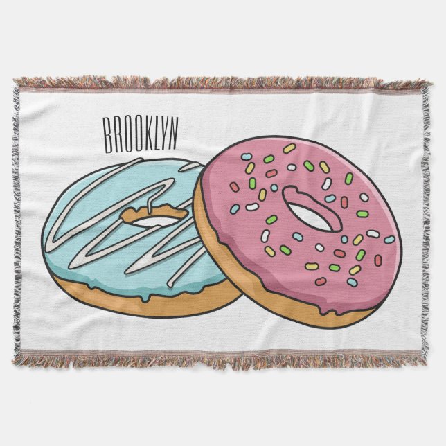 Doughnut cartoon illustration  throw blanket (Front)