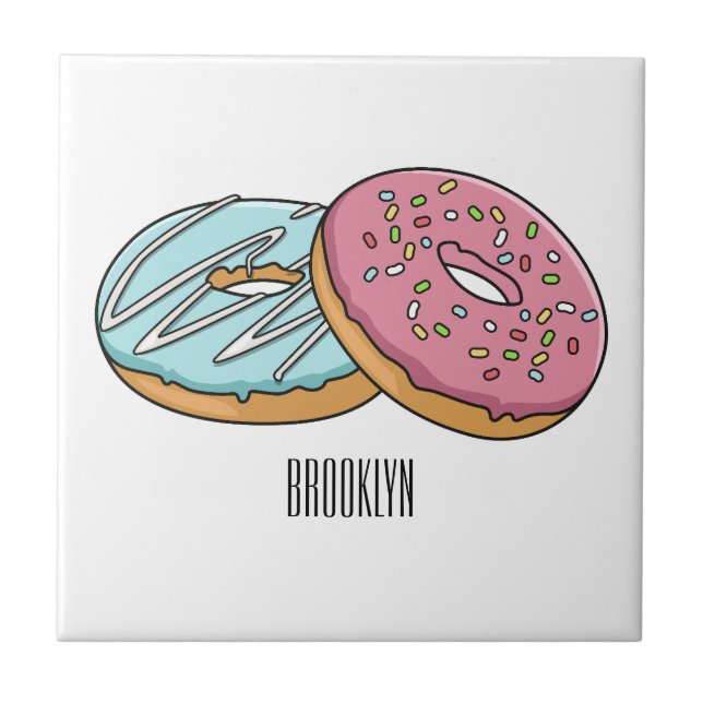 Doughnut cartoon illustration  tile (Front)