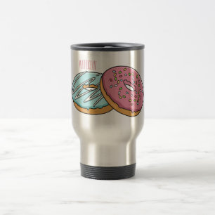 Doughnut cartoon illustration travel mug