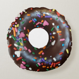 Doughnut Chocolate Sprinkles Round Cushion