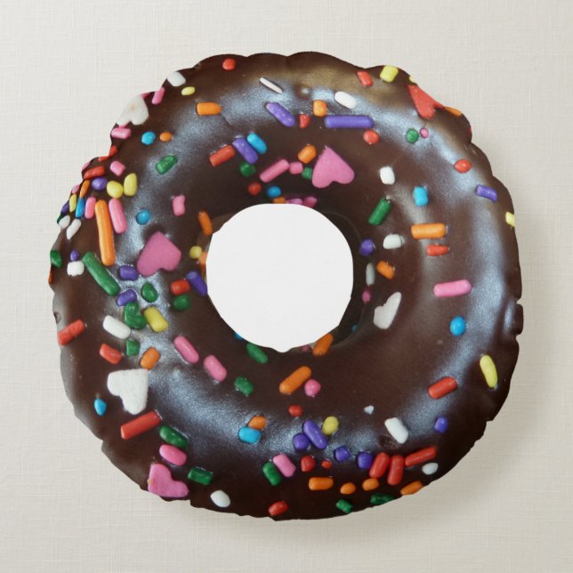 Doughnut Chocolate Sprinkles Round Cushion (Front)