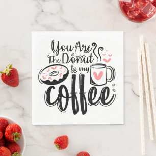 Doughnut Coffee Love Quote Pink Black Wedding Napkin