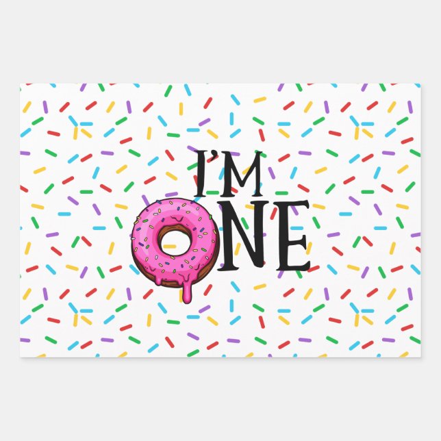 Doughnut Colourful I'm One 1st Birthday   Wrapping Paper Sheet (Front)