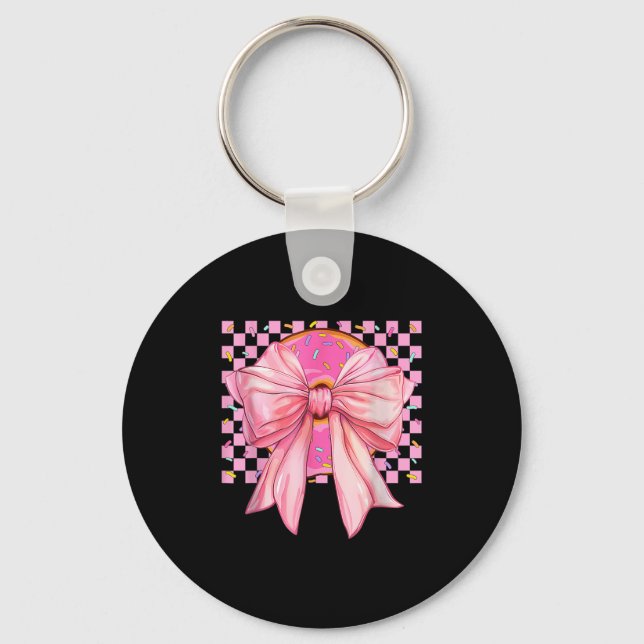 Doughnut Coquette Bow Funny Girls Women Gift Dough Key Ring (Front)