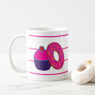 Doughnut Cupcake Pink Stripe Pattern Coffee Mug