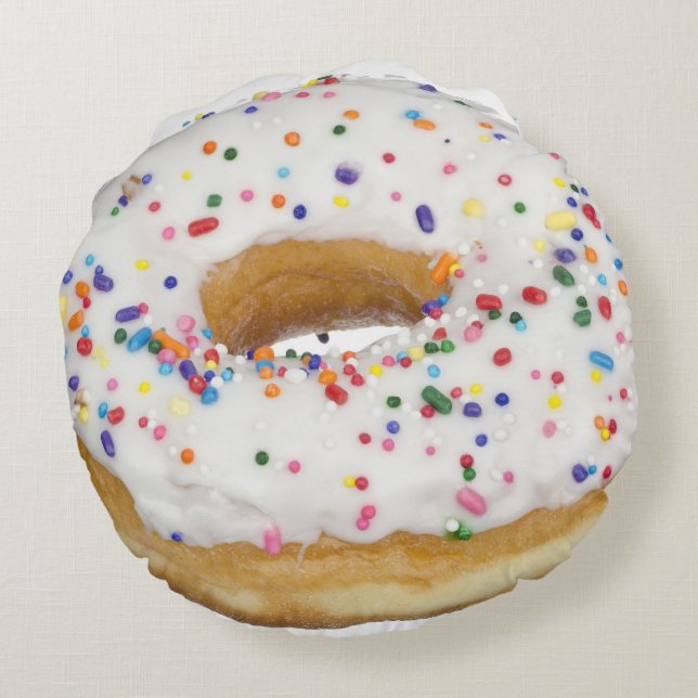 Doughnut cute funny foodie sweet cake lover round cushion (Back)