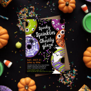 Doughnut Decorating Halloween Party Customisable Invitation
