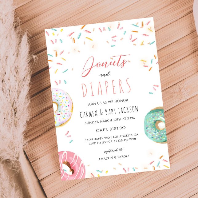 Doughnut Diapers Coed Baby Shower Sprinkle Invitation (Creator Uploaded)