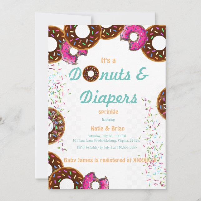 Doughnut & Diapers Invitations (Front)
