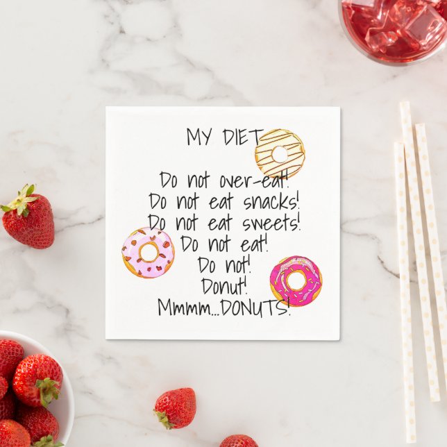 Doughnut Diet Funny Humourous Doughnut Snack Food Napkin (Insitu)