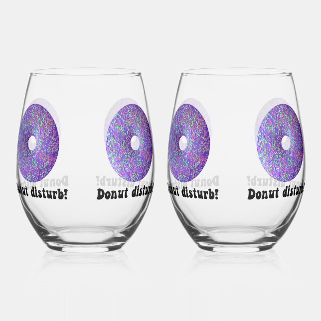 Doughnut disturb stemless wine glass (Front)