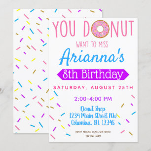 Doughnut, Doughnut Kids Birthday Party Invite