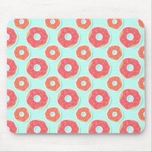 Doughnut Doughnut Pattern, Pink and Blue Mouse Mat
