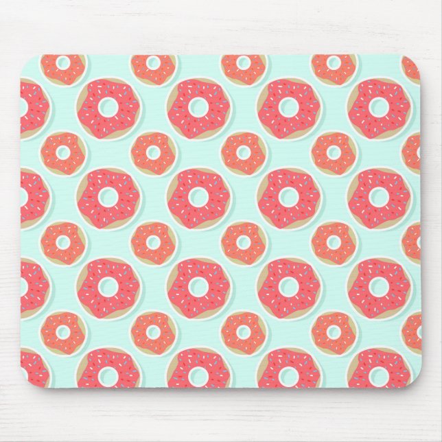Doughnut Doughnut Pattern, Pink and Blue Mouse Mat (Front)