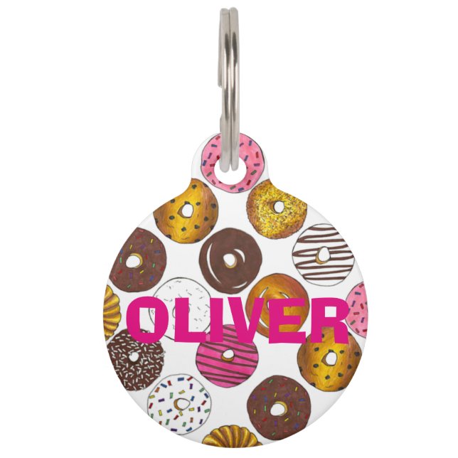 Doughnut Doughnut Personalised Breakfast Junk Food Pet Tag (Front)