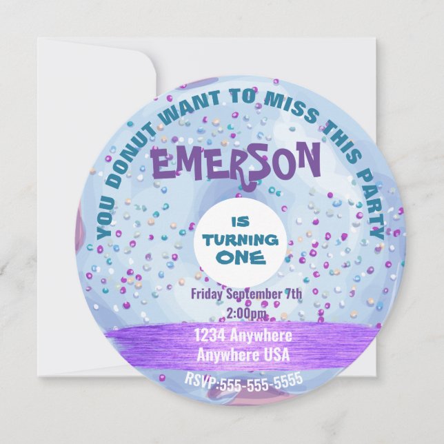 Doughnut DOUGHNUT want to miss, doughnut party Invitation (Front)
