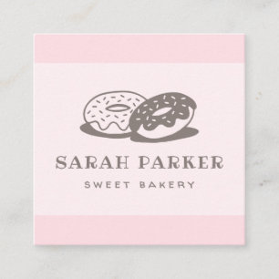 Doughnut doughnut whimsical baker bakery pink cute square business card