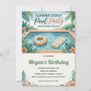 Doughnut end of summer pool party invitation