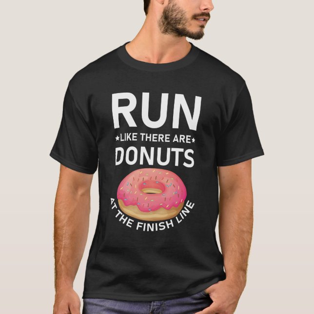 Doughnut Finish Line Marathon Funny Running Runner T-Shirt (Front)