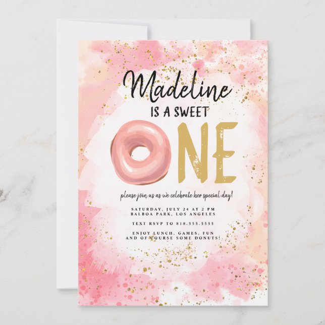 Doughnut First Birthday Invitation (Front)