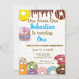 Doughnut First Birthday Invitation