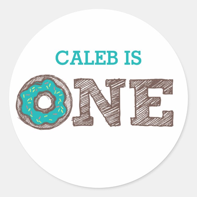 Doughnut First Birthday Sticker (Front)