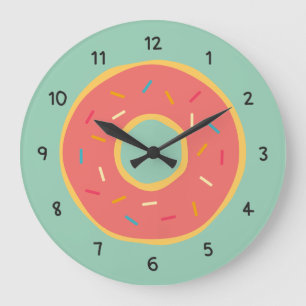 Doughnut Food Themed Numbers Decorative Kitchen Large Clock
