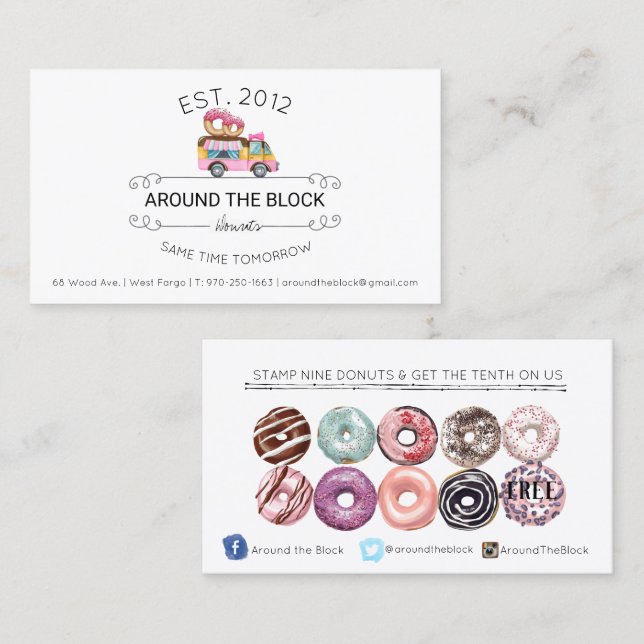 Doughnut Food Truck Loyalty Card (Front/Back)
