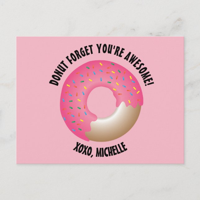 Doughnut Forget You're Awesome Valentine's day Postcard (Front)