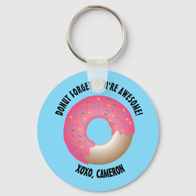 Doughnut Forget You're Awesome XOXO Personalised Key Ring (Front)