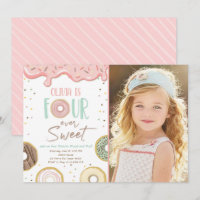 Doughnut Four Ever Sweet Girl 4th Fourth Birthday