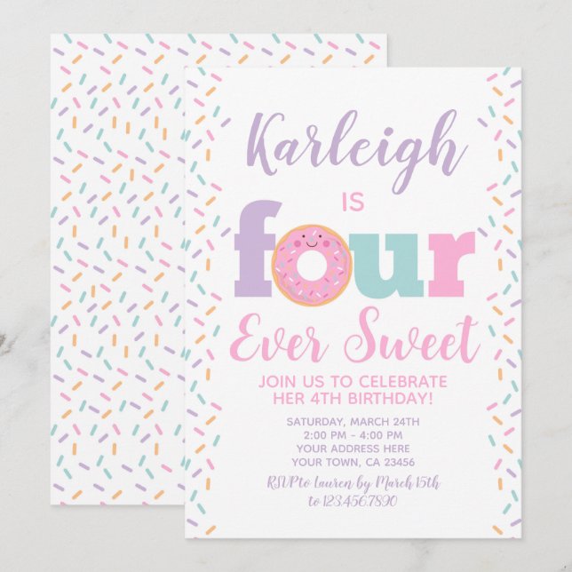 Doughnut FourEver Sweet Invitation (Front/Back)