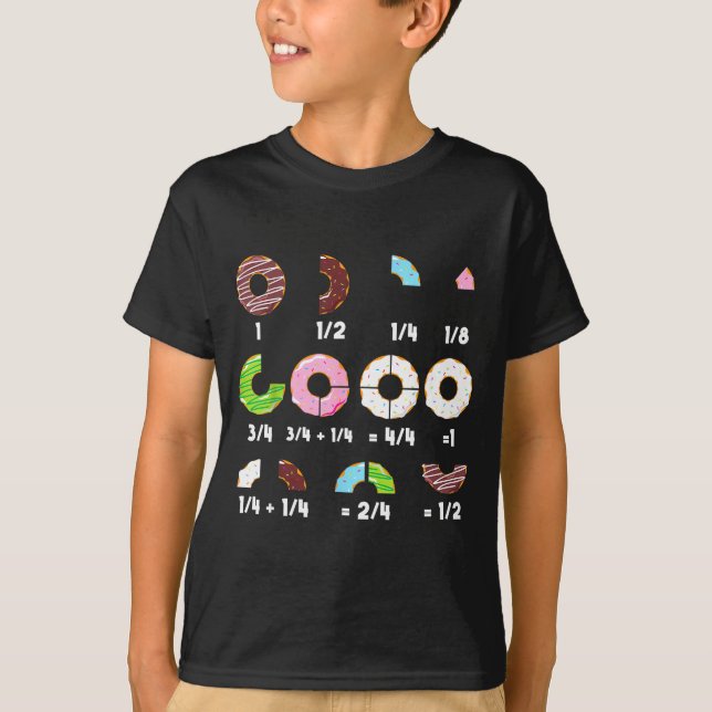 Doughnut fraction math teacher educational funny b T-Shirt (Front)