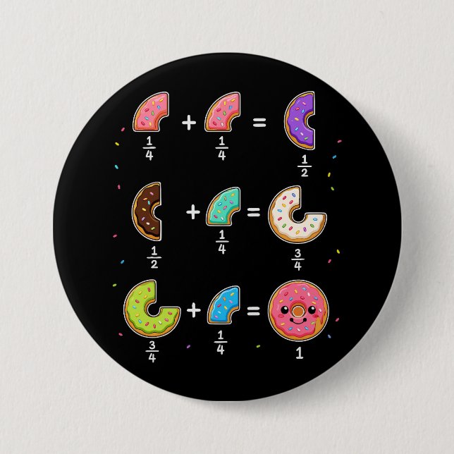 Doughnut Fractions Learning Math Humour 7.5 Cm Round Badge (Front)