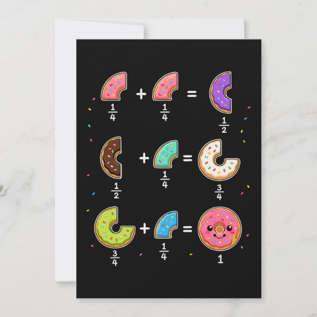 Doughnut Fractions Learning Math Humour Invitation (Front)