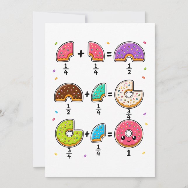Doughnut Fractions Learning Math Humour Invitation (Front)