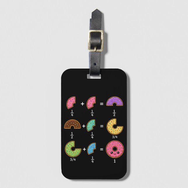 Doughnut Fractions Learning Math Humour Luggage Tag (Front Vertical)