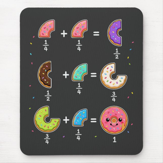 Doughnut Fractions Learning Math Humour Mouse Mat (Front)