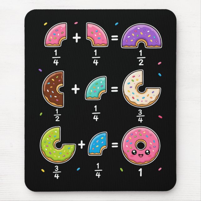 Doughnut Fractions Learning Math Humour Mouse Mat (Front)