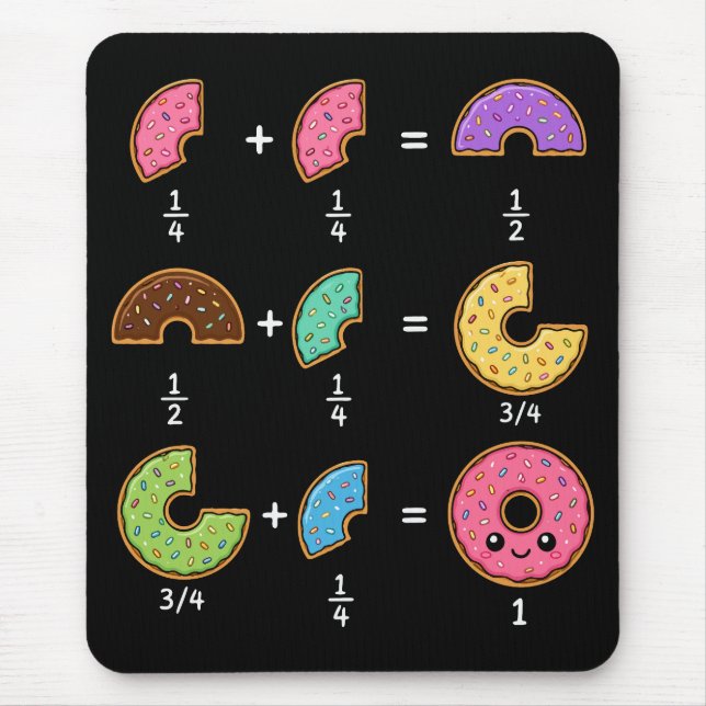 Doughnut Fractions Learning Math Humour Mouse Mat (Front)