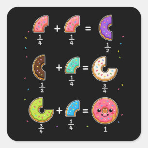 Doughnut Fractions Learning Math Humour Square Sticker