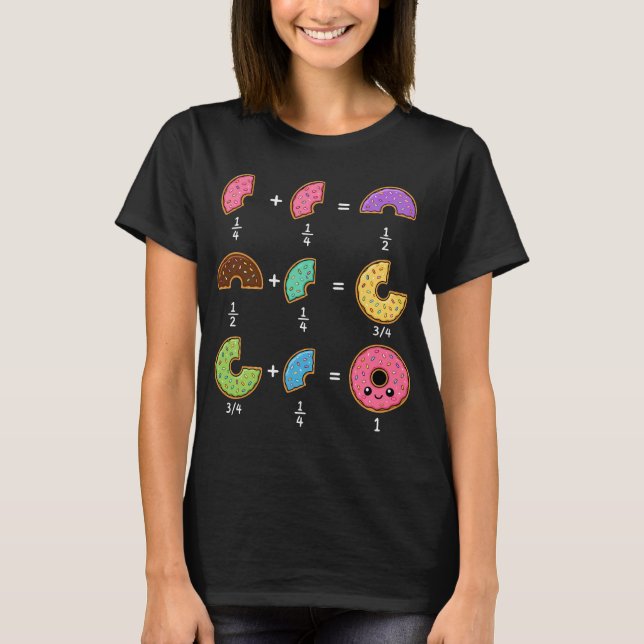 Doughnut Fractions Learning Math Humour T-Shirt (Front)
