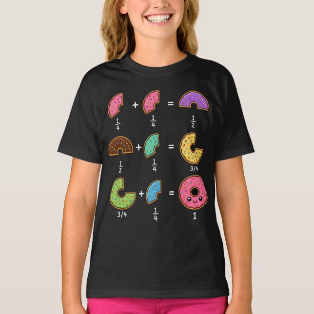 Doughnut Fractions Learning Math Humour T-Shirt (Front)