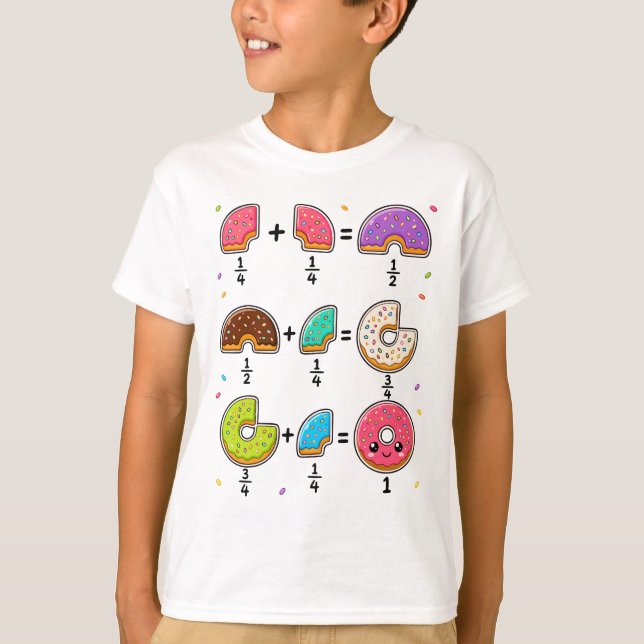 Doughnut Fractions Learning Math Humour T-Shirt (Front)