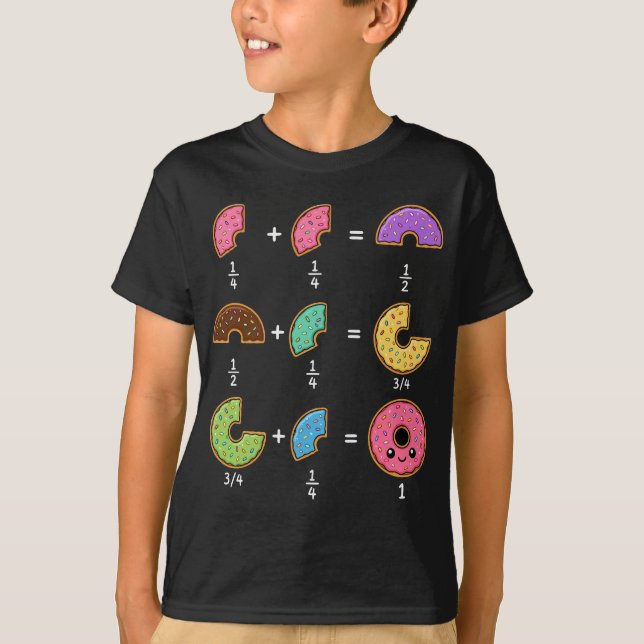 Doughnut Fractions Learning Math Humour T-Shirt (Front)