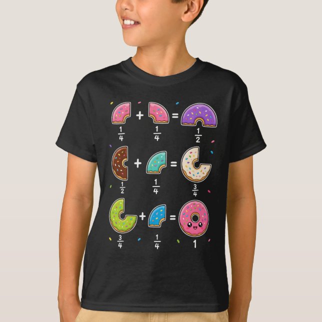 Doughnut Fractions Learning Math Humour T-Shirt (Front)