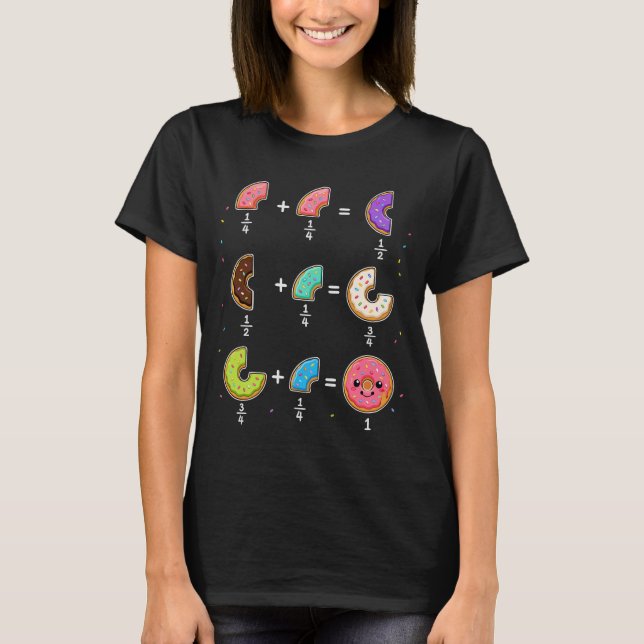 Doughnut Fractions Learning Math Humour T-Shirt (Front)
